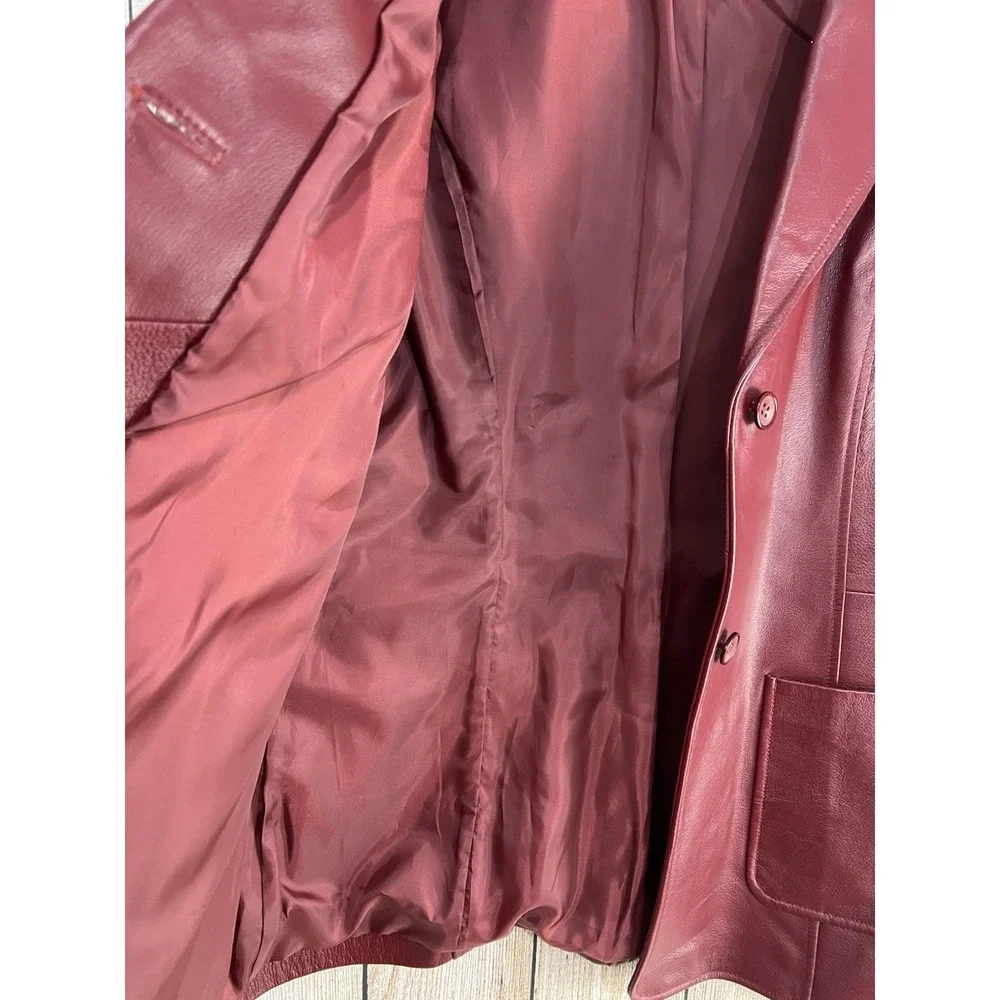 Vintage Y2K‎  MetroStyle Leather Blazer Sz 12 Oxblood Red Classic Mob Wife Lux
